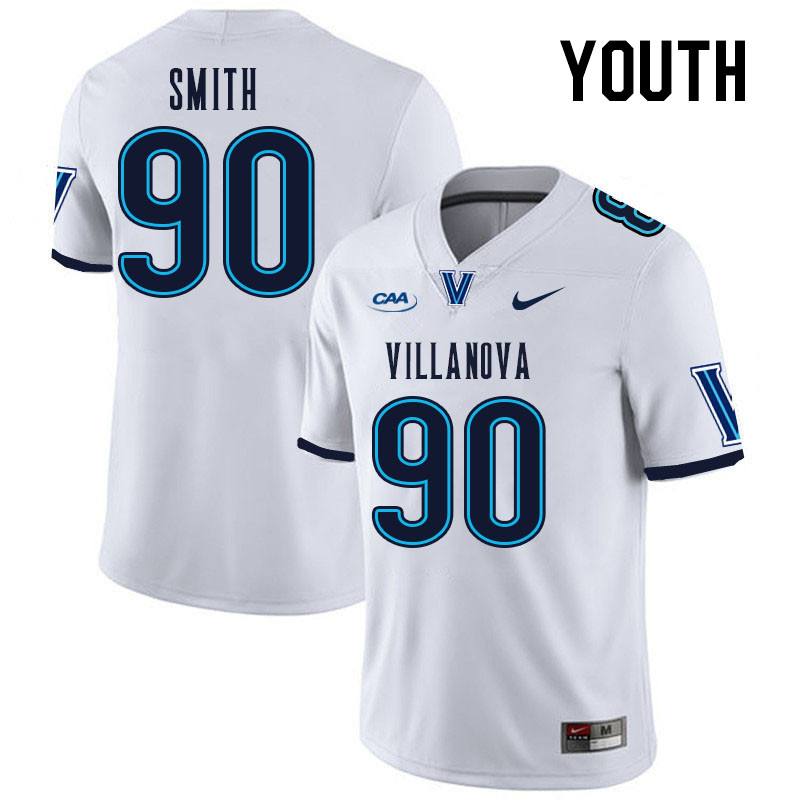 Youth #90 Sebastian Smith Villanova Wildcats College Football Jerseys Stitched Sale-White